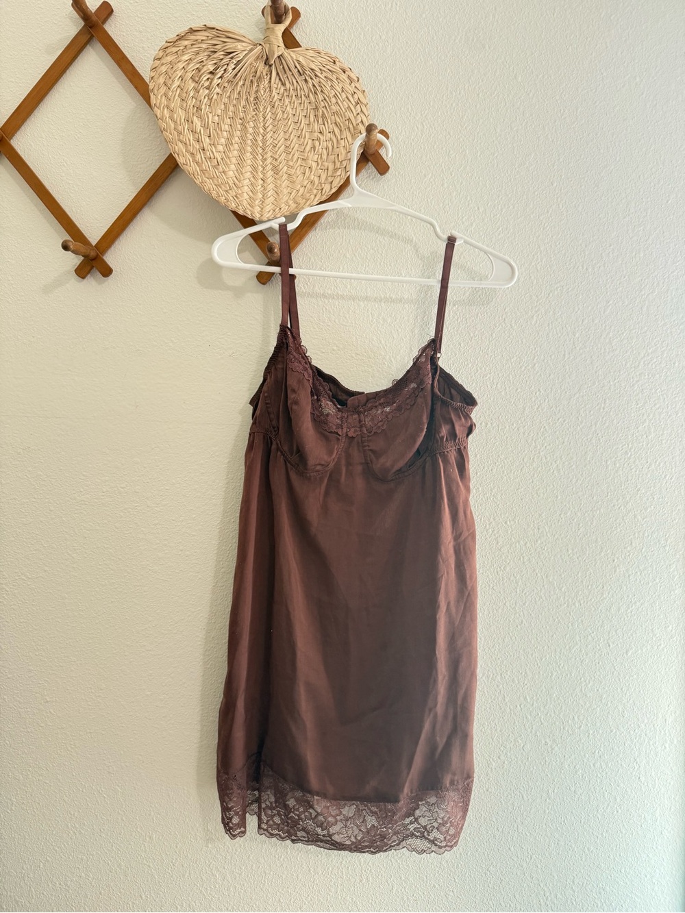 Free People Chocolate Brown Lace-Trim Slip